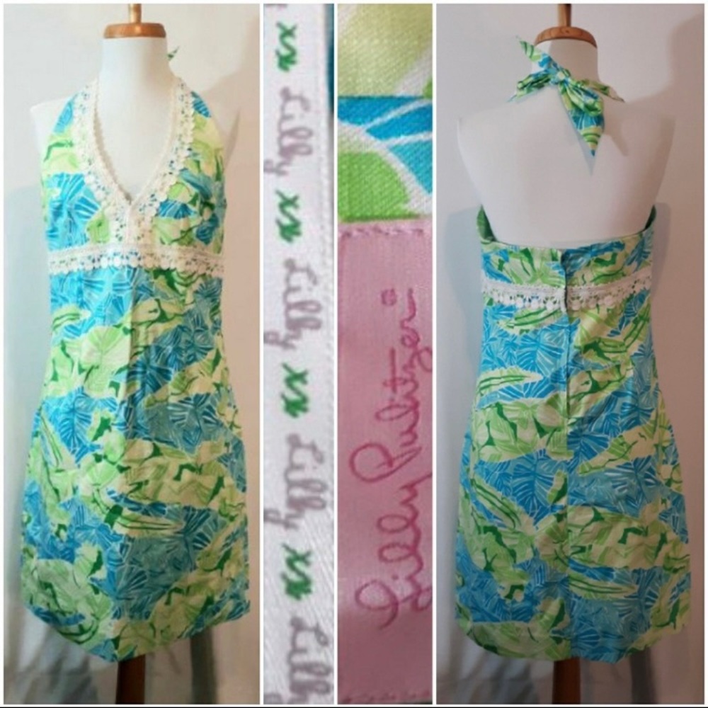 Lilly Pulitzer Cocoa Gator Alley Halter Dress